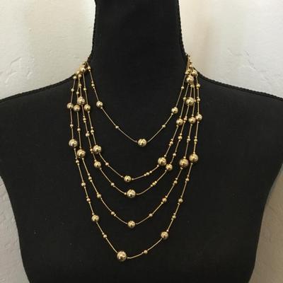 Gold, toned, multi strand statement, necklace
