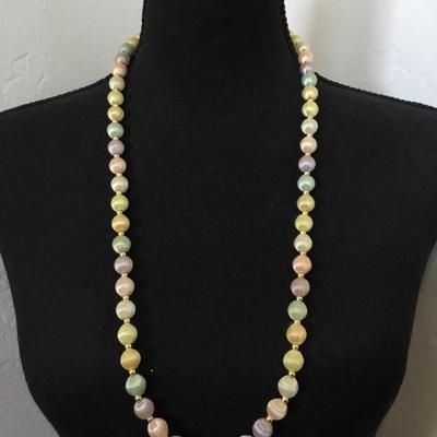 Vintage satin silk pastel ball necklace