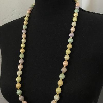 Vintage satin silk pastel ball necklace
