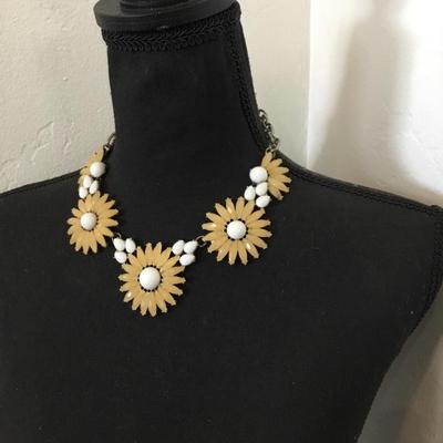 Silver-tone, flower statement, necklace