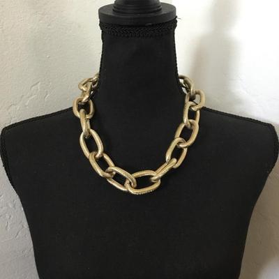 Large gold tone, chain link, statement, necklace