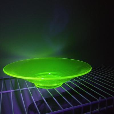 Sale Photo Thumbnail #750: Large Uranium Glass Centerpiece Bowl- Approx 11 1/8" in Diameter