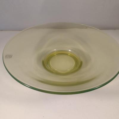 Sale Photo Thumbnail #743: Large Uranium Glass Centerpiece Bowl- Approx 11 1/8" in Diameter