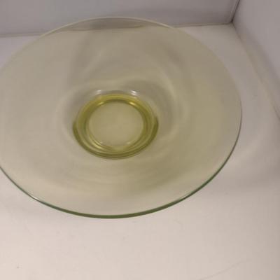 Sale Photo Thumbnail #745: Large Uranium Glass Centerpiece Bowl- Approx 11 1/8" in Diameter