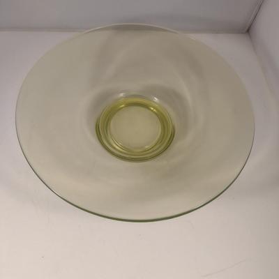 Sale Photo Thumbnail #744: Large Uranium Glass Centerpiece Bowl- Approx 11 1/8" in Diameter