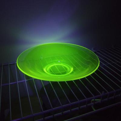 Sale Photo Thumbnail #752: Large Uranium Glass Centerpiece Bowl- Approx 11 1/8" in Diameter