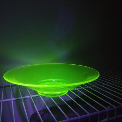 Sale Photo Thumbnail #749: Large Uranium Glass Centerpiece Bowl- Approx 11 1/8" in Diameter