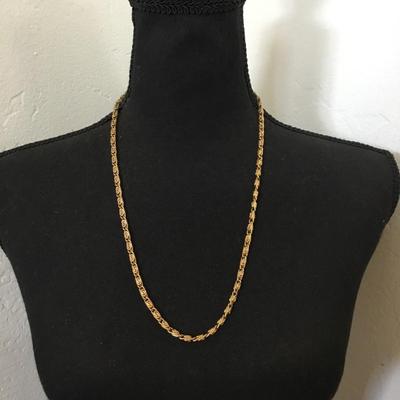 Vintage gold tone , pinwheel chain necklace with button clasp metal button clasp