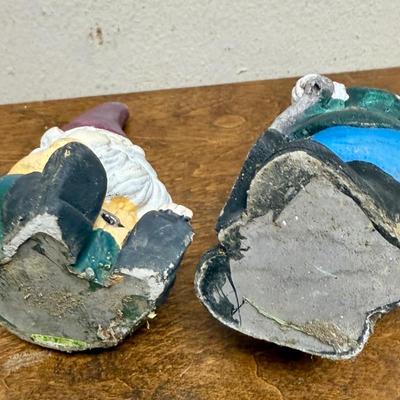 Vintage Garden Gnome Statues Figurine Detailed Raised Relief Multi Colored Painted Concrete