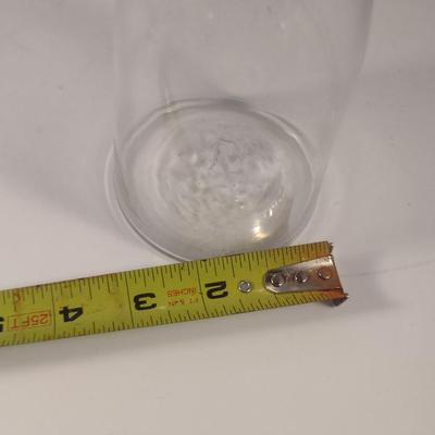 Sale Photo Thumbnail #798: Art Glass Decanter with Stopper.  Item has chipping on stopper- please see all pictures for condition.