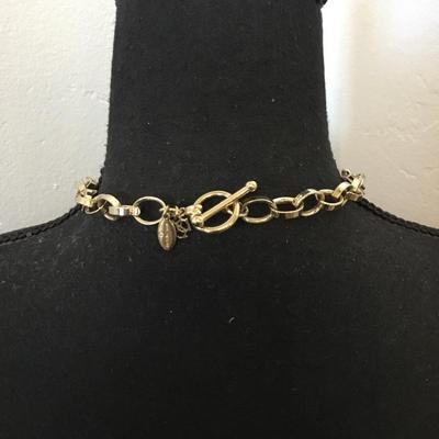 Gorgeous Ann Taylor faux tortoiseshell, rhinestone encrusted, chain-link statement, toggle necklace very nice very beautiful