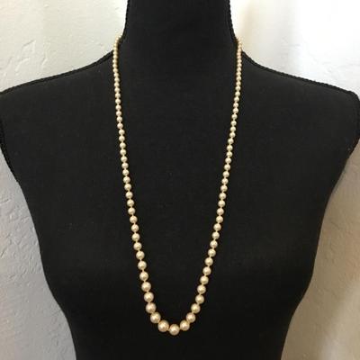 Vintage Monet faux pearl necklace long