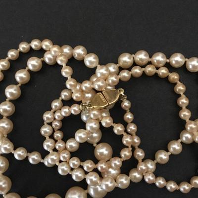 Vintage Monet faux pearl necklace long