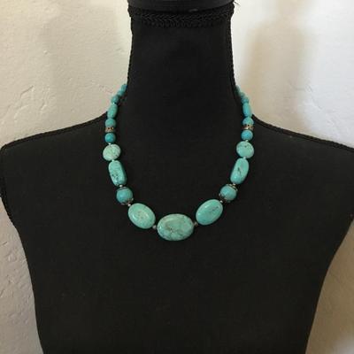 Beautiful very nice faux turquoise stone bead necklace