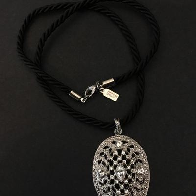 Gorgeous, 1928, , crystal oval pendant cord necklace Victorian inspired