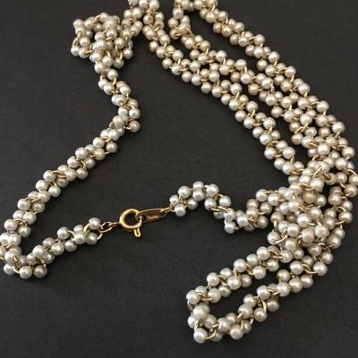 Vintage Trifari faux, pearl gold, toned necklace