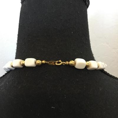 Trifari vintage white bead necklace