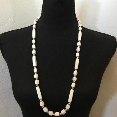 Trifari vintage white bead necklace