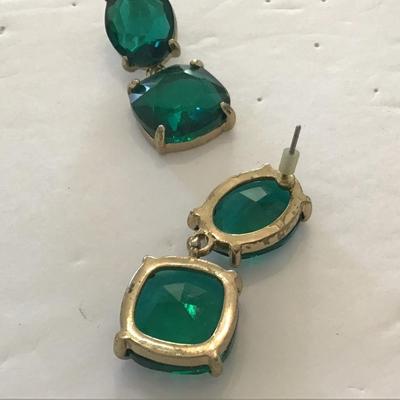 Green Glass Statement Earrings
