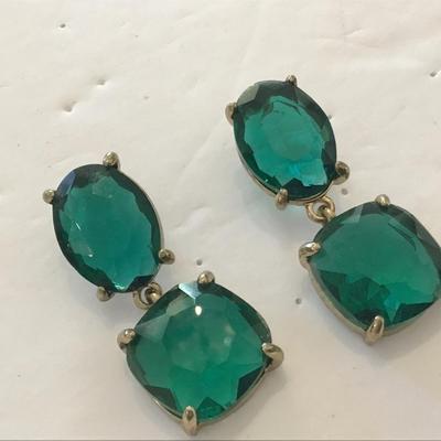 Green Glass Statement Earrings