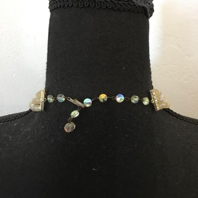 Beautiful vintage, Aurora Borealis crystal bead, multistrand statement, necklace