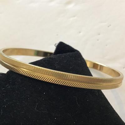 Monet Ribbed Gold Tone Bangle