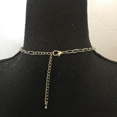 Nice faux turquoise, Silvertone statement, necklace