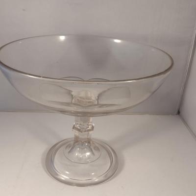 Sale Photo Thumbnail #817: Glass/Crystal Pedestal Compote Bowl- Approx 10 1/4" in Diameter