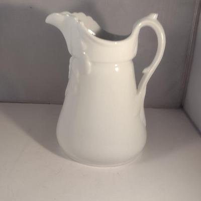 Sale Photo Thumbnail #832: Glazed Pitcher- Possibly Ironstone- Approx 9 3/4" Tall