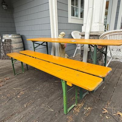 Sale Photo Thumbnail #14: Y5-Oktoberfest Table and benches

Narrow fold up table with two fold up benches