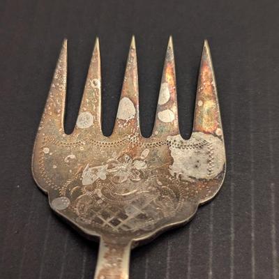 Sale Photo Thumbnail #3221: Vintage Bakelite Style Etched Designs Utensils