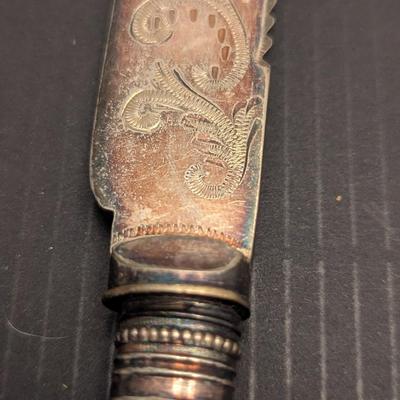 Sale Photo Thumbnail #3222: Vintage Bakelite Style Etched Designs Utensils