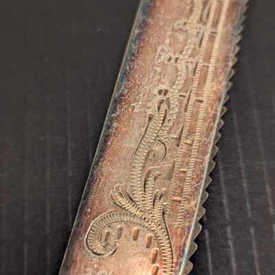Sale Photo Thumbnail #3223: Vintage Bakelite Style Etched Designs Utensils