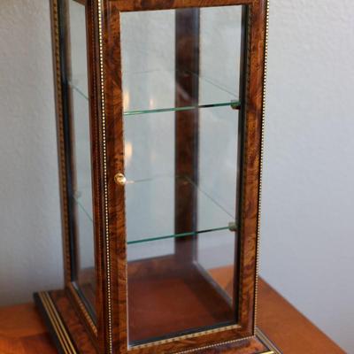 Italian Glass and Wood Tabletop Display Cabinet