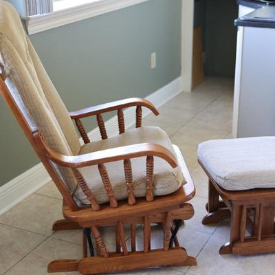 Wood Glider Rocking Chair with Matching Ottoman
