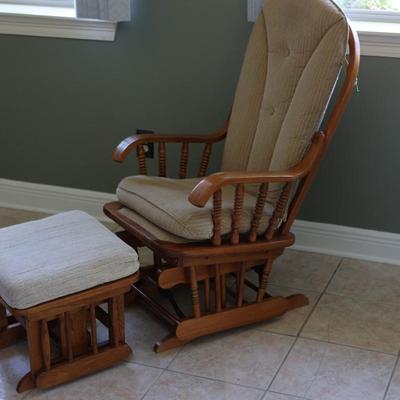 Wood Glider Rocking Chair with Matching Ottoman