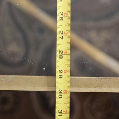Glass-Top Coffee Table with Heavy Gold Scroll Metal Base