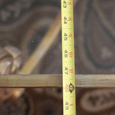 Glass-Top Coffee Table with Heavy Gold Scroll Metal Base