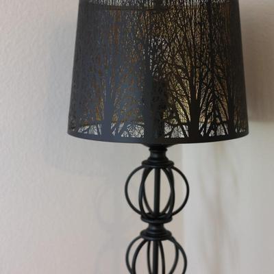Metal Floor Lamp with Tree Silhouette Shade