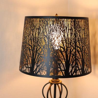 Metal Floor Lamp with Tree Silhouette Shade