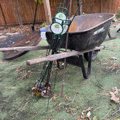 Sale Photo Thumbnail #63: Y20-Wheelbarrrow/stakes/golfer decor