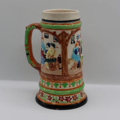 Ceramic Stein with Tavern Scene