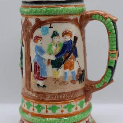 Ceramic Stein with Tavern Scene