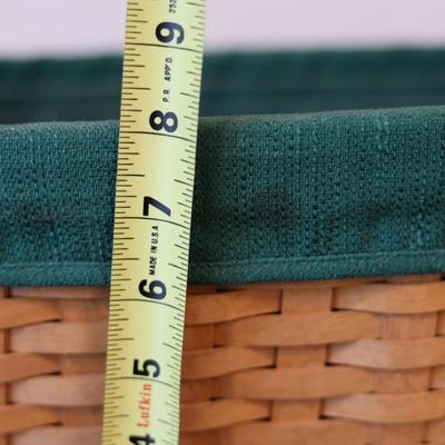 Pair of Longaberger Handwoven Baskets with Lids and Green Liners