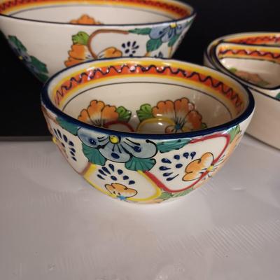 CERAMIC SERVING BOWLS, CHIP & DIP OR CONDIMENT DISH