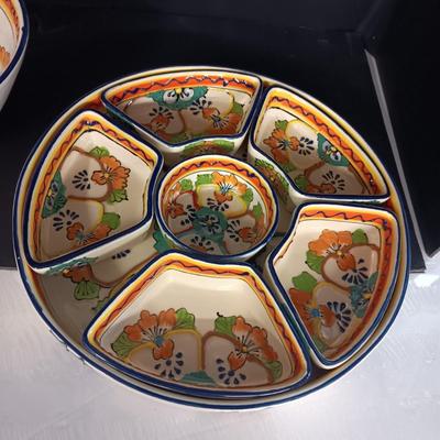 CERAMIC SERVING BOWLS, CHIP & DIP OR CONDIMENT DISH