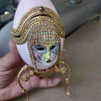 Art Deco Ostrich Egg Music Box