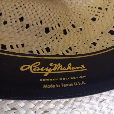 HER VINTAGE LARRY MAHAN'S STRAW WESTERN HAT SIZE 7