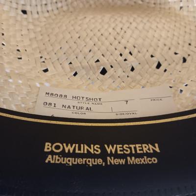 HER VINTAGE LARRY MAHAN'S STRAW WESTERN HAT SIZE 7