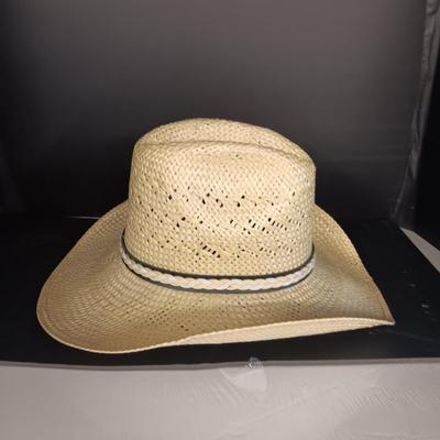 HER VINTAGE LARRY MAHAN'S STRAW WESTERN HAT SIZE 7